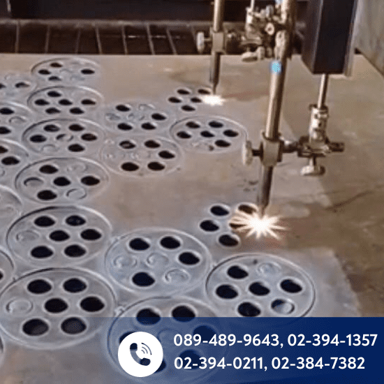 รับตัดเหล็กความหนาพิเศษตามแบบ-สว่างแปซิฟิก สตีล - รับเจาะรูเหล็กความหนา 50 มม